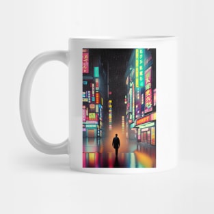 A Man in Tokyo Neon Anime Japan Rainy Street Vibes <3 Mug